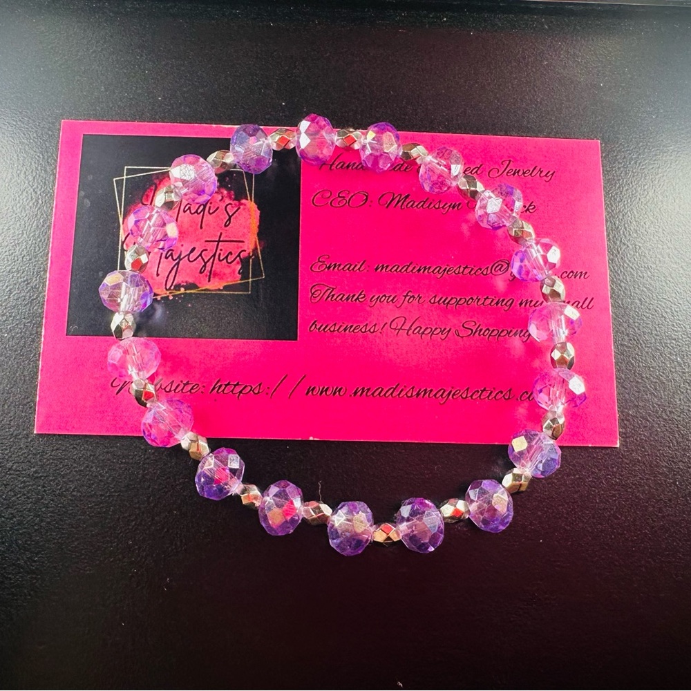 Majestic Pink and Purple Beaded Bracelet